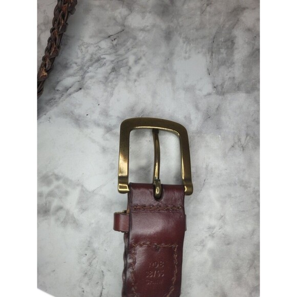 Nautica Brown Leather Braided /Woven Belt 36" Brass Closure *Read - Picture 7 of 7